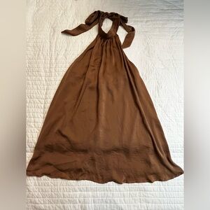 Fashion nova brown satin halter neck mini dress